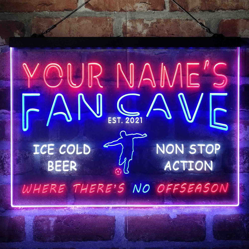 Personalized Soccer Fan Cave Deluxe App-Enabled 3-Color LED Light Sign - LED Gift Works