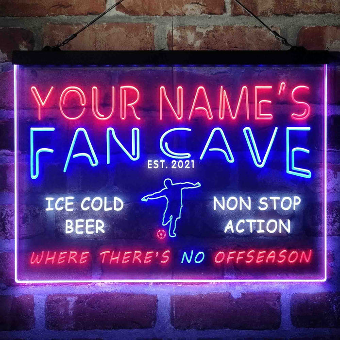 Personalized Soccer Fan Cave Deluxe App-Enabled 3-Color LED Light Sign - Way Up Gifts