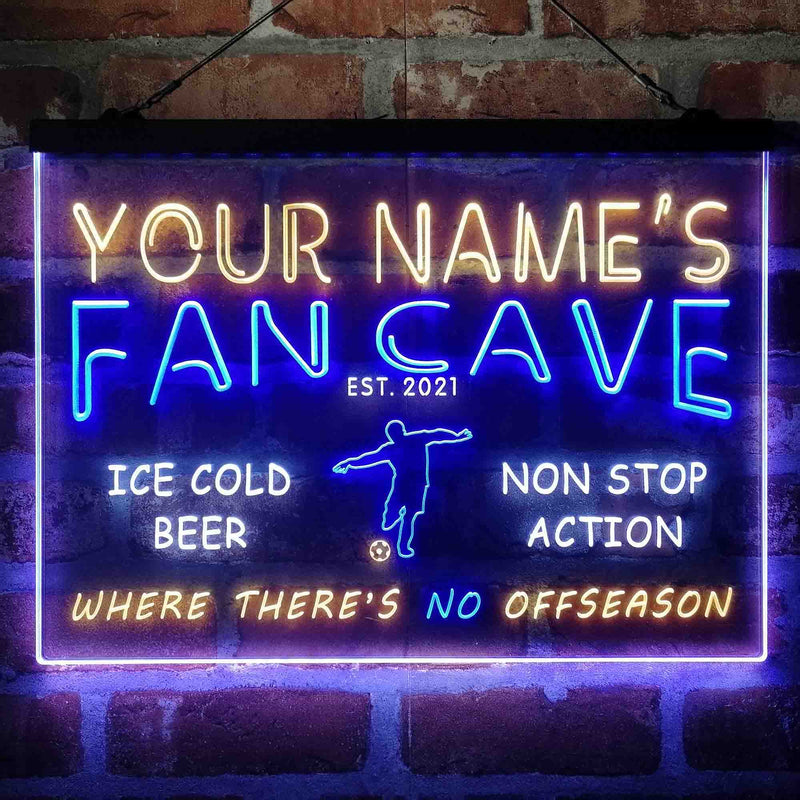 Personalized Soccer Fan Cave Deluxe App-Enabled 3-Color LED Light Sign - LED Gift Works