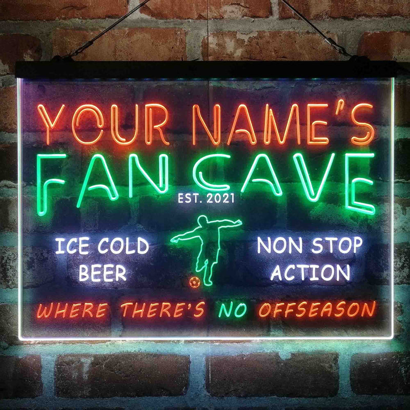 Personalized Soccer Fan Cave Deluxe App-Enabled 3-Color LED Light Sign - LED Gift Works