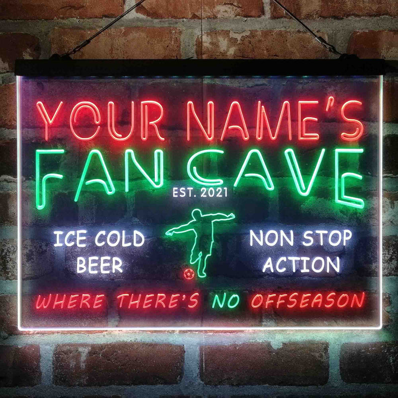 Personalized Soccer Fan Cave Deluxe App-Enabled 3-Color LED Light Sign - LED Gift Works