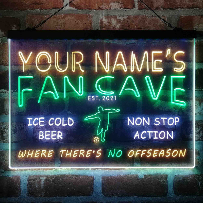 Personalized Soccer Fan Cave Deluxe App-Enabled 3-Color LED Light Sign - LED Gift Works