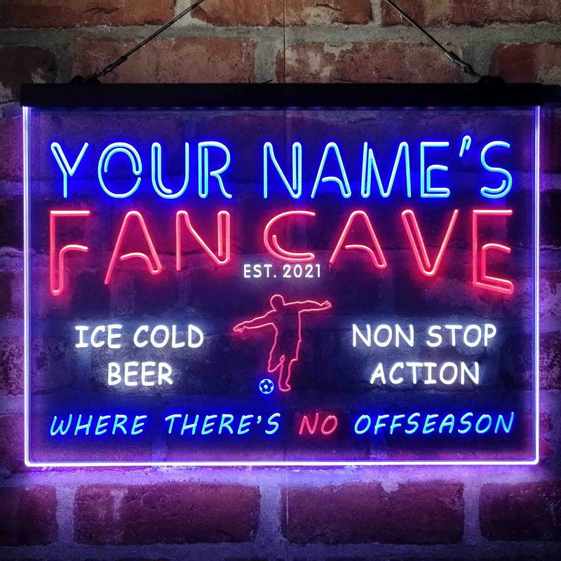 Personalized Soccer Fan Cave Deluxe App-Enabled 3-Color LED Light Sign - LED Gift Works