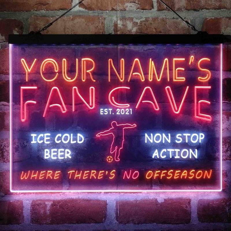 Personalized Soccer Fan Cave Deluxe App-Enabled 3-Color LED Light Sign - LED Gift Works