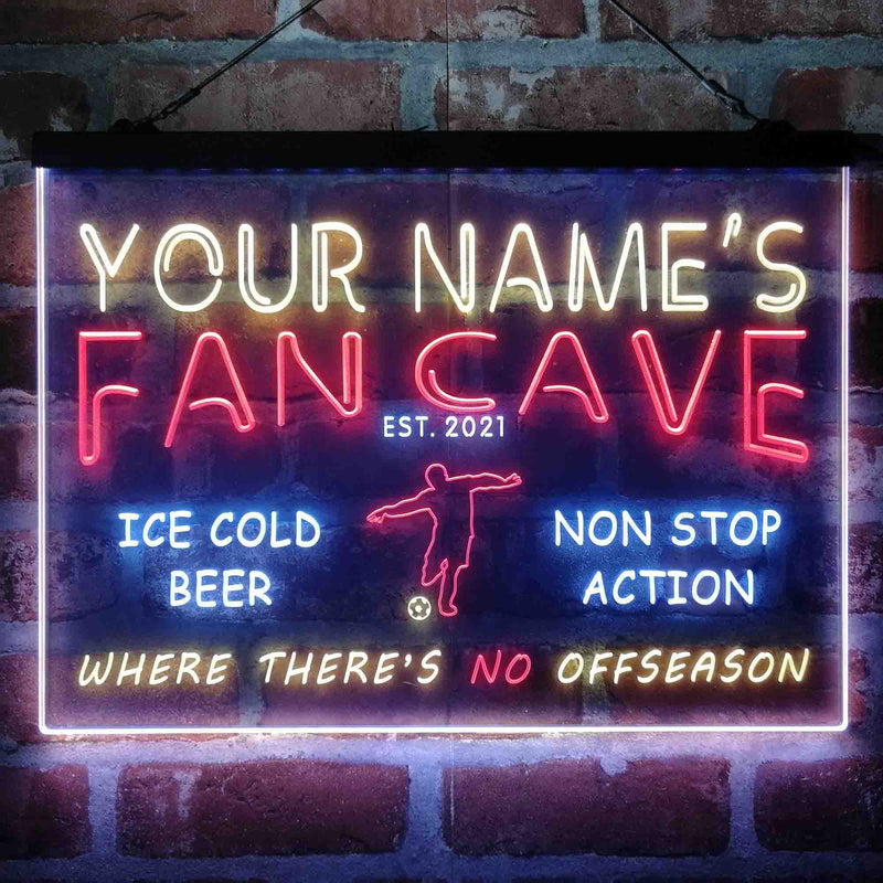 Personalized Soccer Fan Cave Deluxe App-Enabled 3-Color LED Light Sign - LED Gift Works