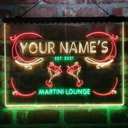 Personalized Martini Lounge Deluxe App-Enabled 3-Color LED Light Sign - LED Gift Works