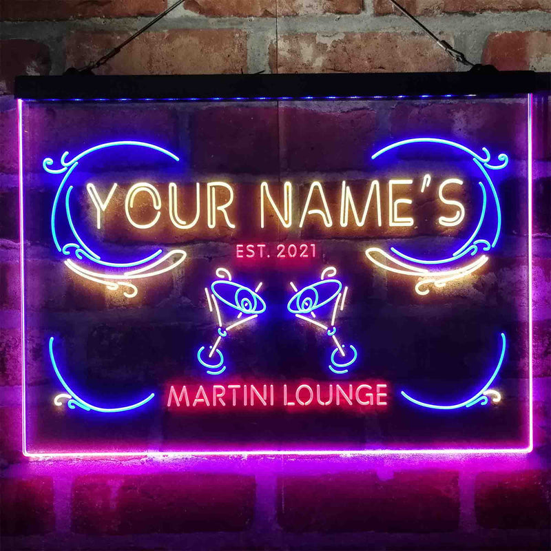 Personalized Martini Lounge Deluxe App-Enabled 3-Color LED Light Sign - LED Gift Works