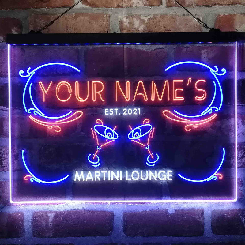 Personalized Martini Lounge Deluxe App-Enabled 3-Color LED Light Sign - LED Gift Works
