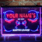 Personalized Martini Lounge Deluxe App-Enabled 3-Color LED Light Sign - LED Gift Works