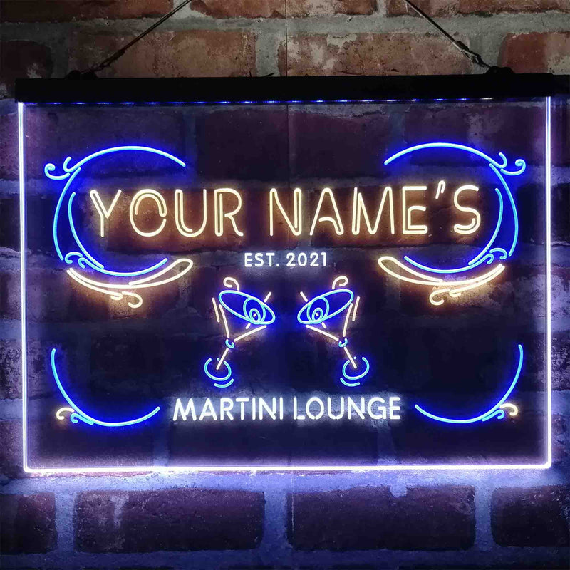 Personalized Martini Lounge Deluxe App-Enabled 3-Color LED Light Sign - LED Gift Works