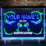 Personalized Martini Lounge Deluxe App-Enabled 3-Color LED Light Sign - LED Gift Works