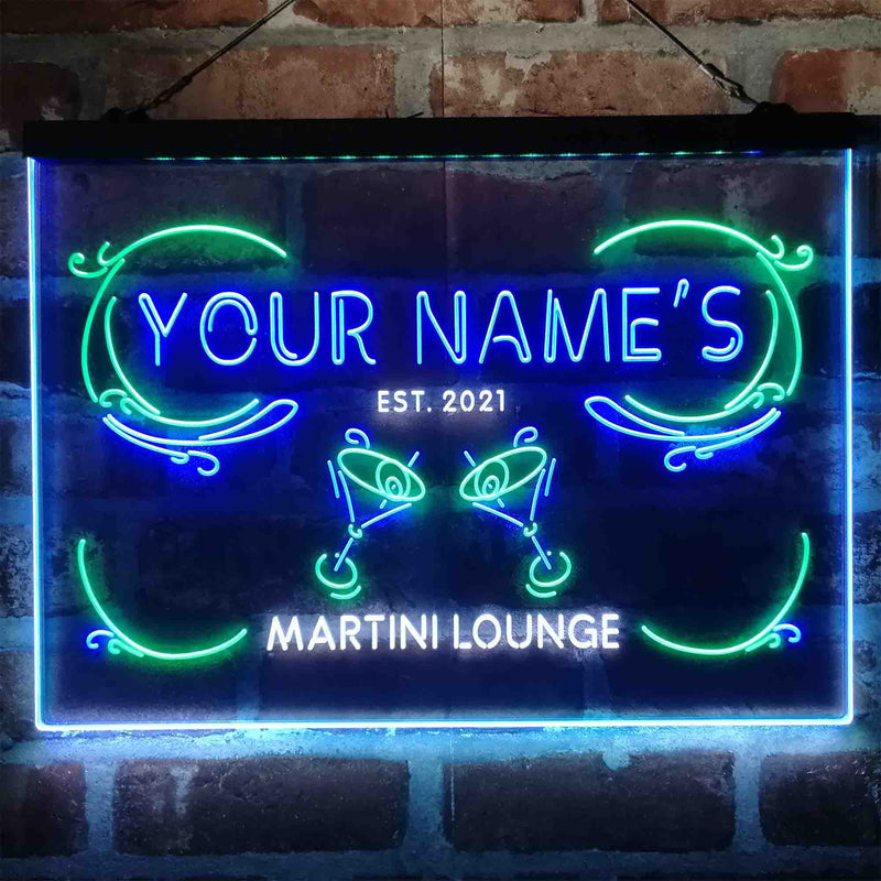 Personalized Martini Lounge Deluxe App-Enabled 3-Color LED Light Sign - LED Gift Works