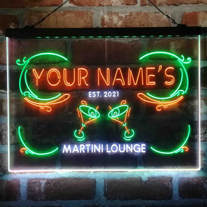 Personalized Martini Lounge Deluxe App-Enabled 3-Color LED Light Sign - Way Up Gifts