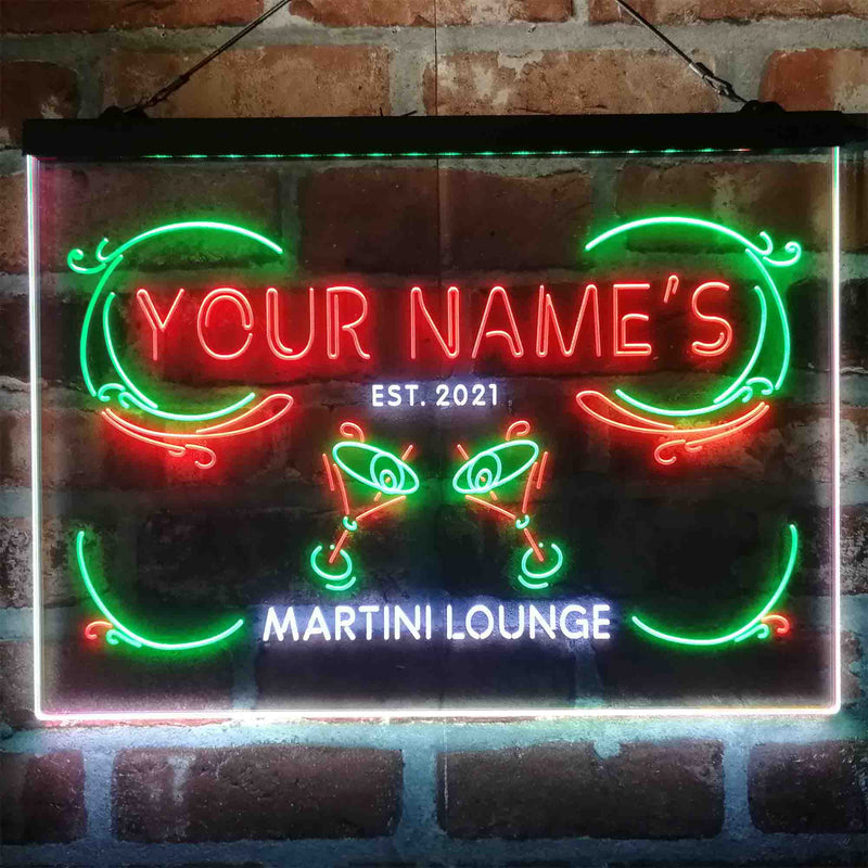 Personalized Martini Lounge Deluxe App-Enabled 3-Color LED Light Sign - LED Gift Works