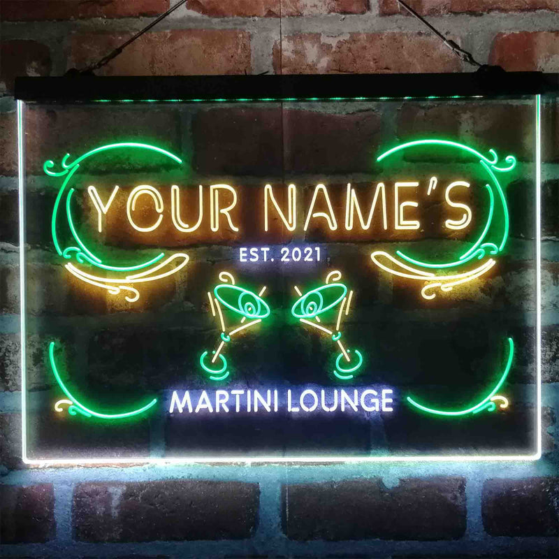 Personalized Martini Lounge Deluxe App-Enabled 3-Color LED Light Sign - LED Gift Works