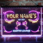 Personalized Martini Lounge Deluxe App-Enabled 3-Color LED Light Sign - LED Gift Works