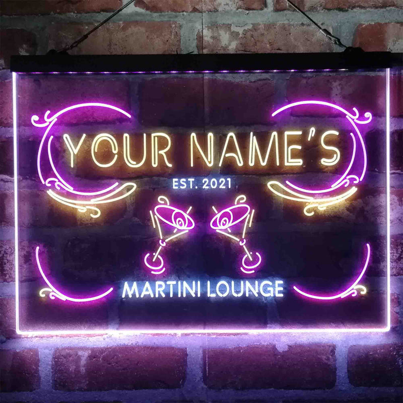 Personalized Martini Lounge Deluxe App-Enabled 3-Color LED Light Sign - LED Gift Works