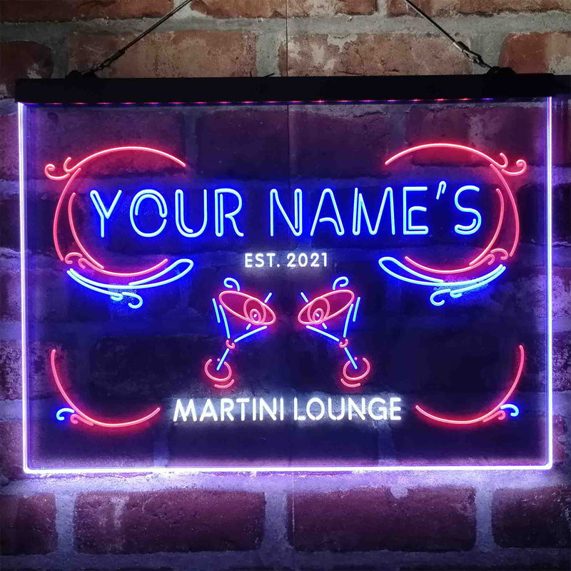 Personalized Martini Lounge Deluxe App-Enabled 3-Color LED Light Sign - LED Gift Works