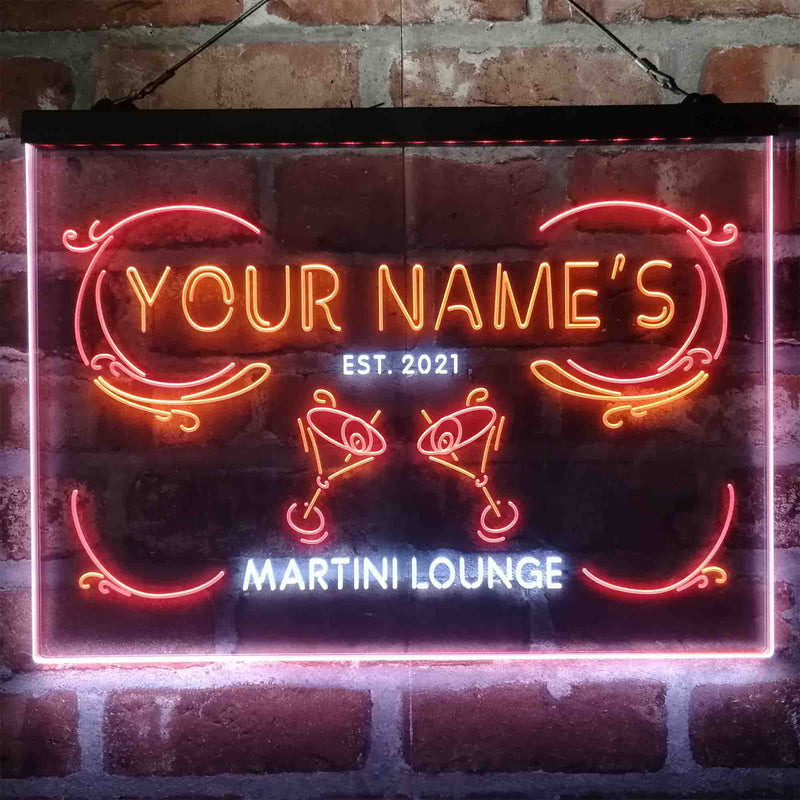 Personalized Martini Lounge Deluxe App-Enabled 3-Color LED Light Sign - LED Gift Works