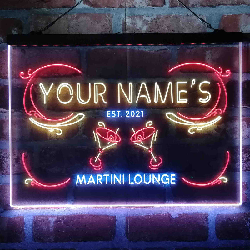 Personalized Martini Lounge Deluxe App-Enabled 3-Color LED Light Sign - LED Gift Works