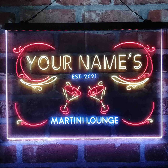 Personalized Martini Lounge Deluxe App-Enabled 3-Color LED Light Sign - Way Up Gifts