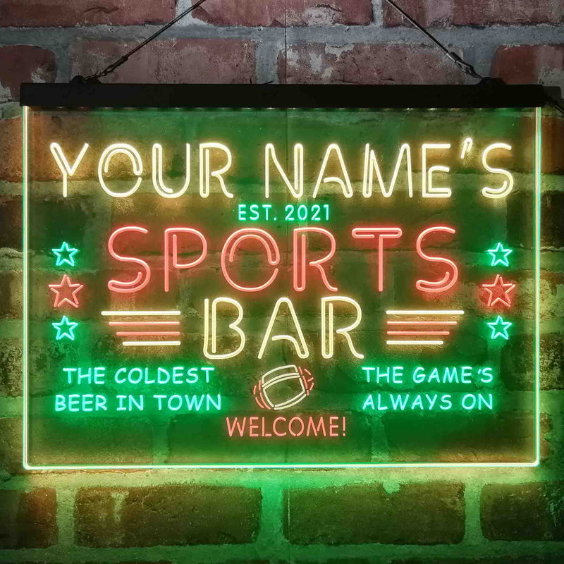 Personalized Sports Base Home Bar Deluxe App-Enabled 3-Color LED Light Sign - LED Gift Works