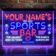 Personalized Sports Base Home Bar Deluxe App-Enabled 3-Color LED Light Sign - LED Gift Works