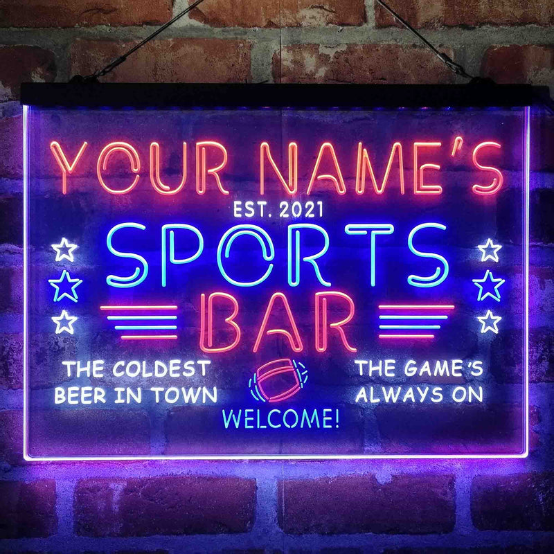 Personalized Sports Base Home Bar Deluxe App-Enabled 3-Color LED Light Sign - LED Gift Works