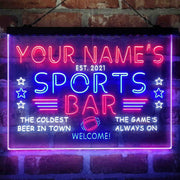 Personalized Sports Base Home Bar Deluxe App-Enabled 3-Color LED Light Sign - LED Gift Works