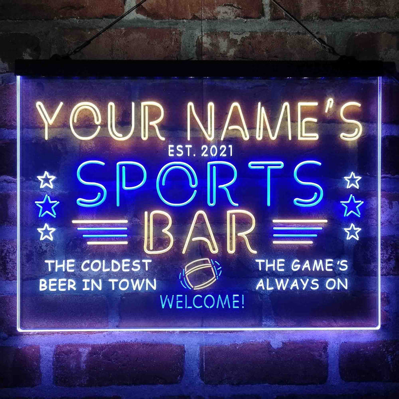 Personalized Sports Base Home Bar Deluxe App-Enabled 3-Color LED Light Sign - LED Gift Works