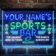 Personalized Sports Base Home Bar Deluxe App-Enabled 3-Color LED Light Sign - LED Gift Works
