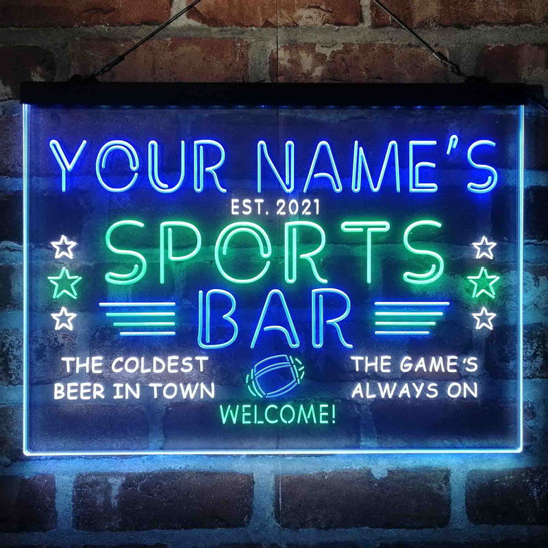 Personalized Sports Base Home Bar Deluxe App-Enabled 3-Color LED Light Sign - LED Gift Works