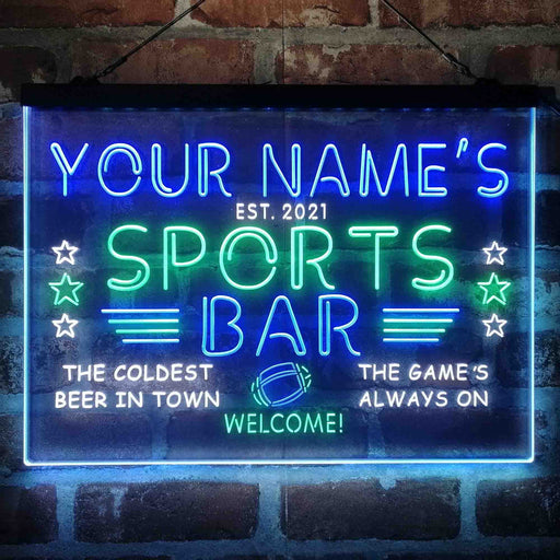 Personalized Sports Base Home Bar Deluxe App-Enabled 3-Color LED Light Sign - LED Gift Works
