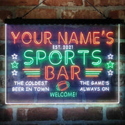 Personalized Sports Base Home Bar Deluxe App-Enabled 3-Color LED Light Sign - LED Gift Works