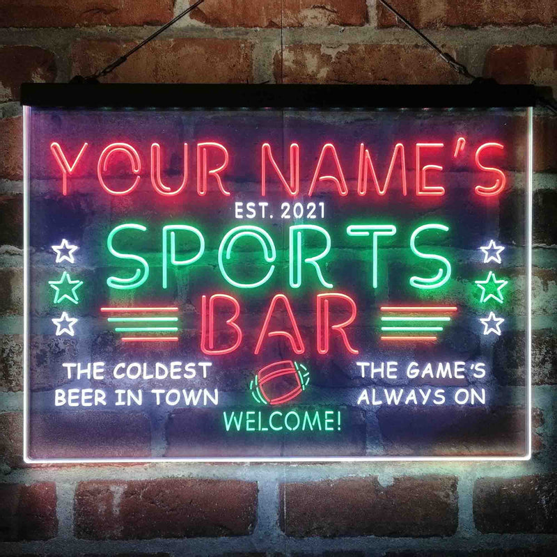 Personalized Sports Base Home Bar Deluxe App-Enabled 3-Color LED Light Sign - LED Gift Works