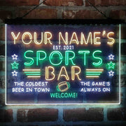 Personalized Sports Base Home Bar Deluxe App-Enabled 3-Color LED Light Sign - LED Gift Works