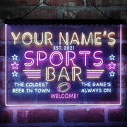 Personalized Sports Base Home Bar Deluxe App-Enabled 3-Color LED Light Sign - LED Gift Works