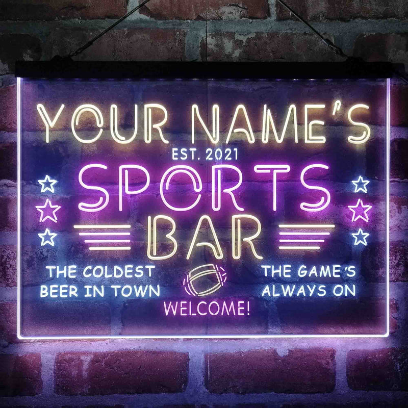 Personalized Sports Base Home Bar Deluxe App-Enabled 3-Color LED Light Sign - LED Gift Works