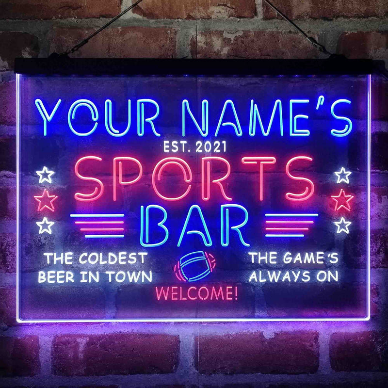 Personalized Sports Base Home Bar Deluxe App-Enabled 3-Color LED Light Sign - LED Gift Works
