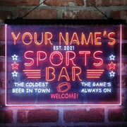 Personalized Sports Base Home Bar Deluxe App-Enabled 3-Color LED Light Sign - LED Gift Works