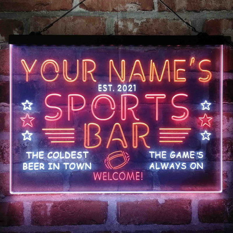 Personalized Sports Base Home Bar Deluxe App-Enabled 3-Color LED Light Sign - LED Gift Works