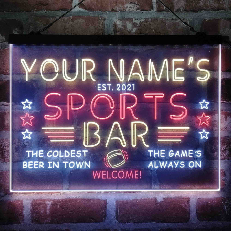 Personalized Sports Base Home Bar Deluxe App-Enabled 3-Color LED Light Sign - LED Gift Works