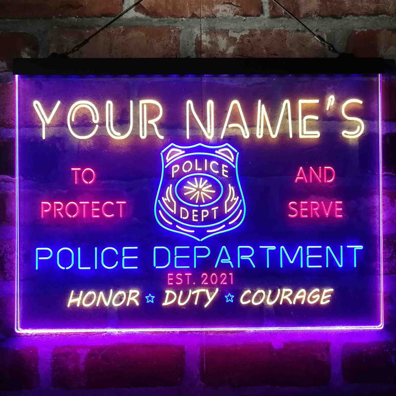 Personalized Police Department Deluxe App-Enabled 3-Color LED Light Sign - LED Gift Works