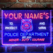 Personalized Police Department Deluxe App-Enabled 3-Color LED Light Sign - LED Gift Works