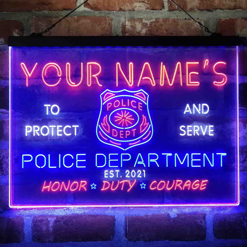 Personalized Police Department Deluxe App-Enabled 3-Color LED Light Sign - LED Gift Works