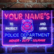 Personalized Police Department Deluxe App-Enabled 3-Color LED Light Sign - LED Gift Works