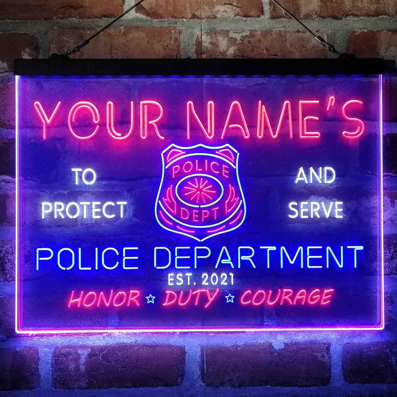 Personalized Police Department Deluxe App-Enabled 3-Color LED Light Sign - LED Gift Works