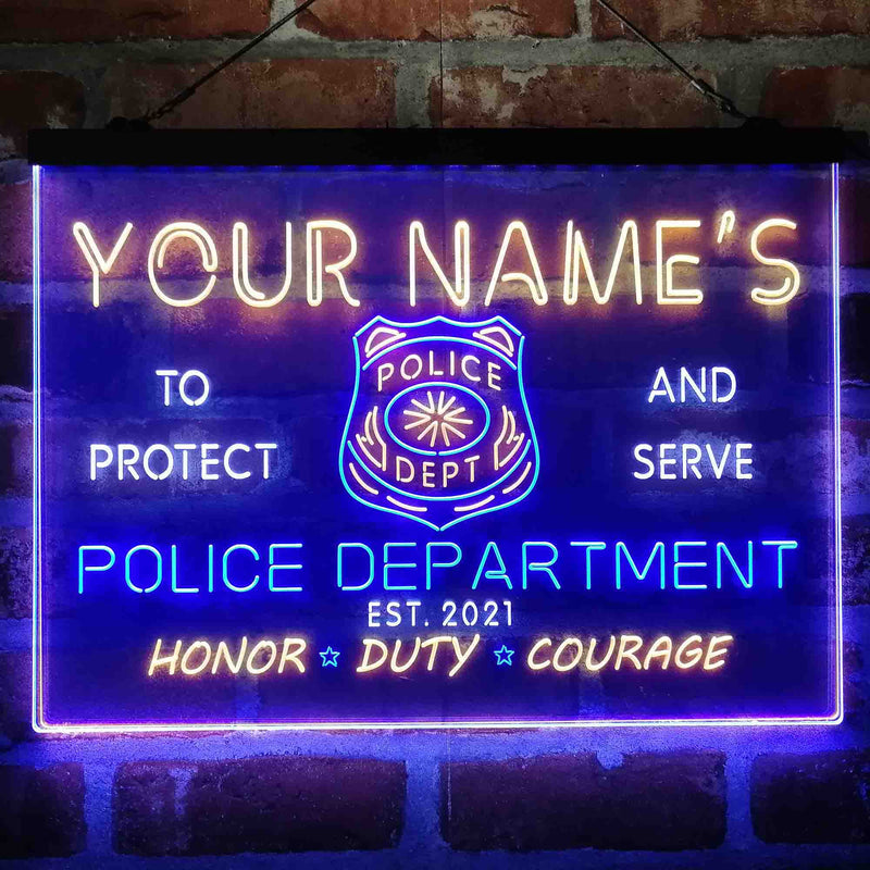 Personalized Police Department Deluxe App-Enabled 3-Color LED Light Sign - LED Gift Works