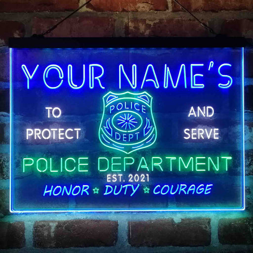 Personalized Police Department Deluxe App-Enabled 3-Color LED Light Sign - LED Gift Works