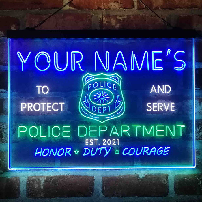 Personalized Police Department Deluxe App-Enabled 3-Color LED Light Sign - Way Up Gifts